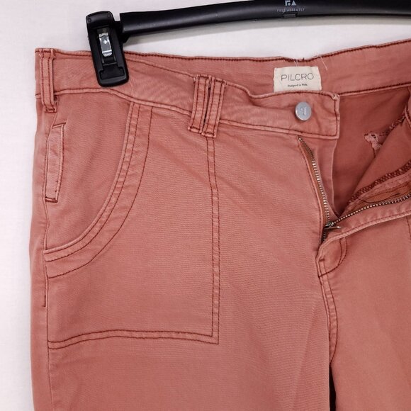 Pilcro Utility Pants Womens Size 33 Slim Straight Leg Raw Hem Chino Ankle - Picture 4 of 14